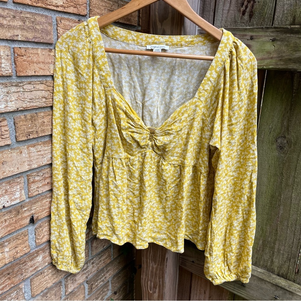 American Eagle Outfitters Yellow Floral Blouse